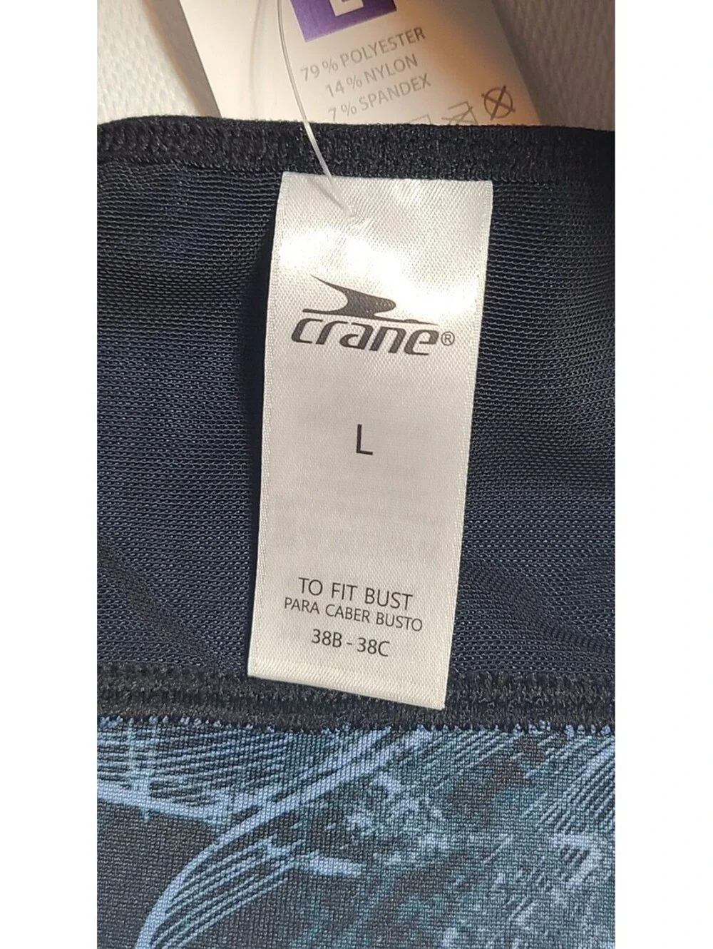 Crane Ladies Fitness Sports Bra Size Large Blue Floral Print